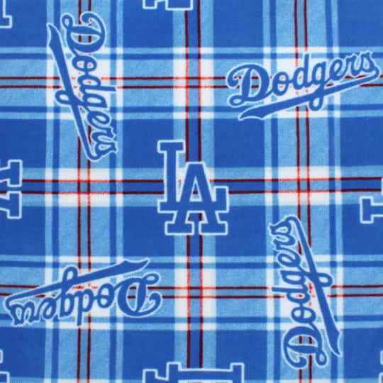 Los Angeles Dodgers Plaid MLB Fleece by Fabric Traditions